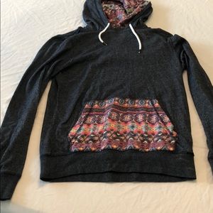Blu/ Gray hoodie with color Aztec design